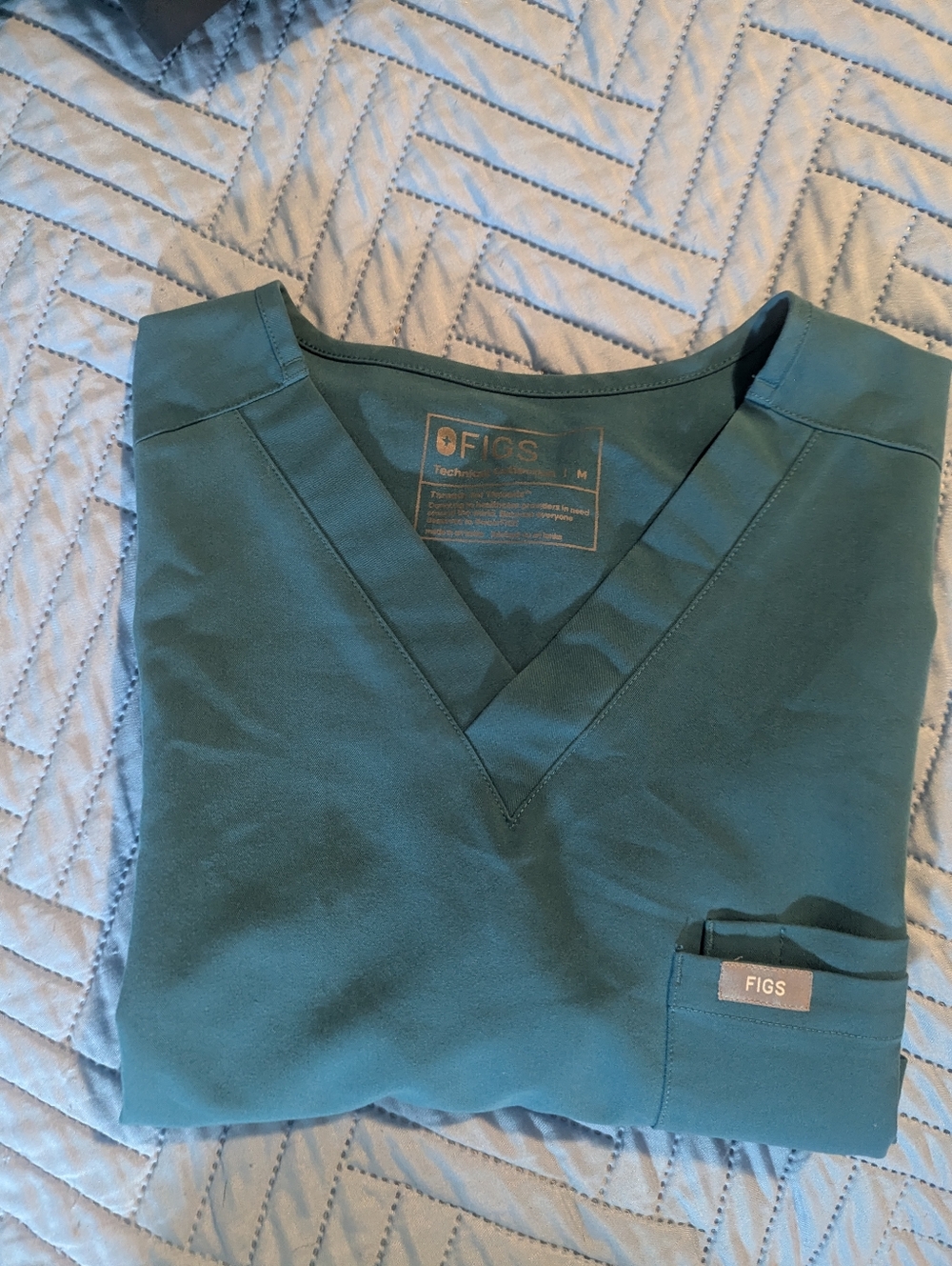 FIGS Teal V-Neck Scrub Top m